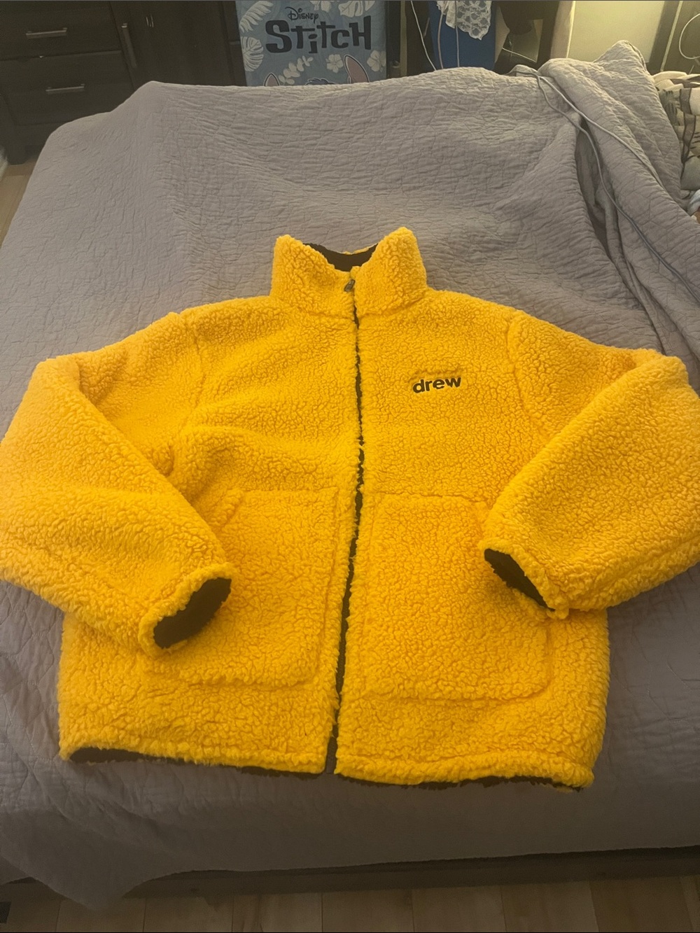 Drew House Brand Reversible Zip-up Hoodie - Yellow & Black XL